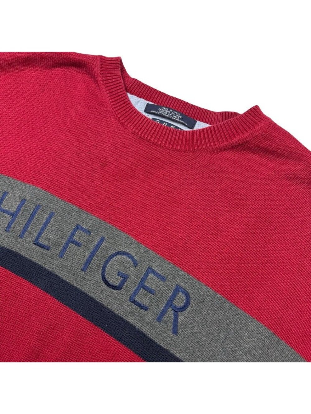 VTG Tommy Hilfiger Men's 100% Cotton Knit Sweater Pullover Red • XL